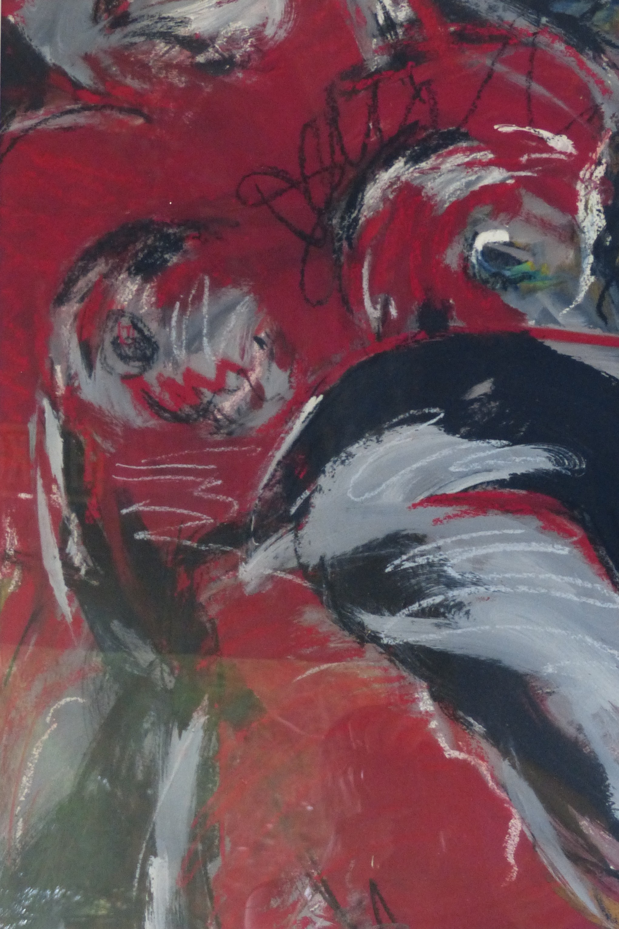 Femme au fond rouge